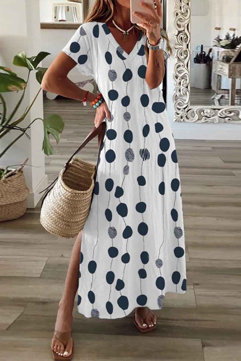 Robe d’été élégante à impression 3D pour femme – Robe mi-longue tendance à fente