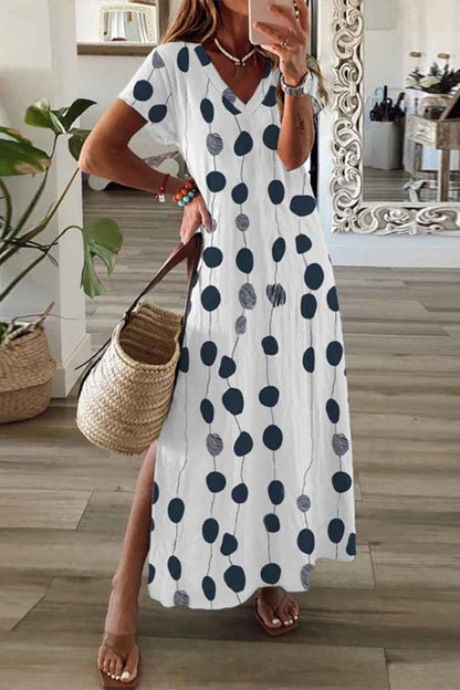 Robe d’été élégante à impression 3D pour femme – Robe mi-longue tendance à fente
