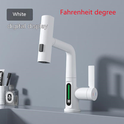 Robinet de lavabo extractible avec affichage numérique intelligent de la température et rotation