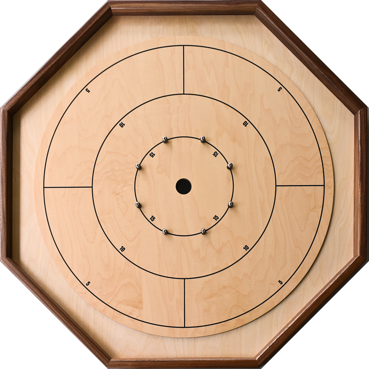 Le Deluxe (Rail en Noyer) par Crokinole Canada - Jeu de Crokinole Traditionnel
