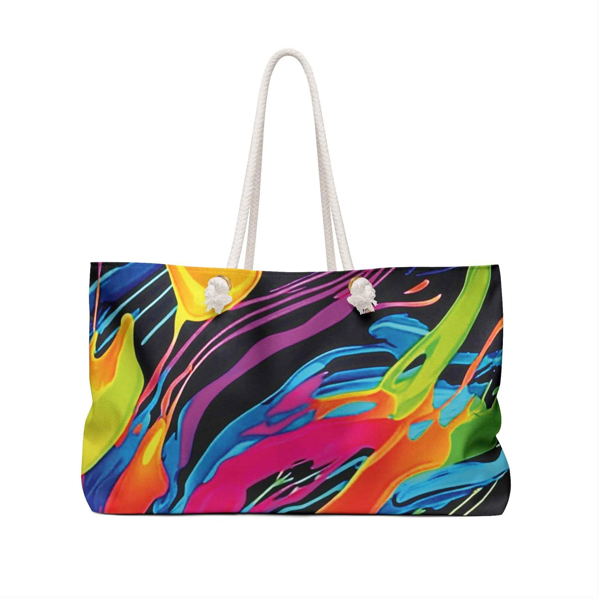 Sac de voyage éclaboussures de peinture néon | Cabas abstrait coloré | Grand cabas