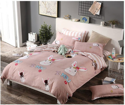 4-Piece Diamond Velvet Bedding Set – Geometric Pattern Duvet Cover & Sheet Set