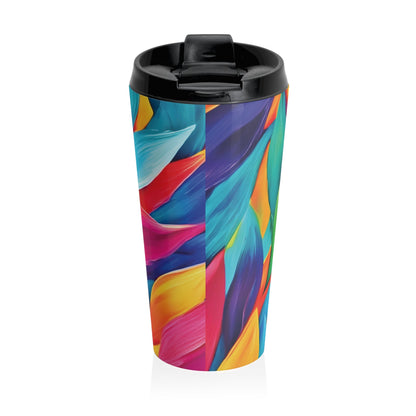 Mug de voyage en acier inoxydable à motifs de pétales abstraits colorés