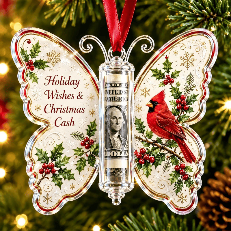 Christmas Butterfly Cash Gift Ornament