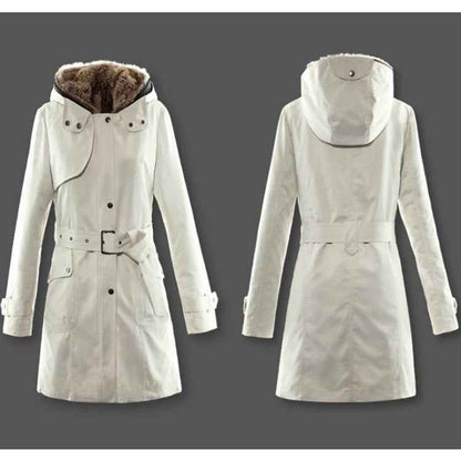Manteau mi-long en coton doublé laine pour femme – Veste à manches longues avec doublure amovible