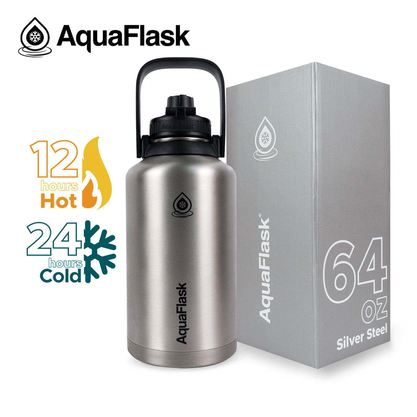 Bouteilles d'eau isothermes sous vide AquaFlask Original 1893 ml (64 oz)