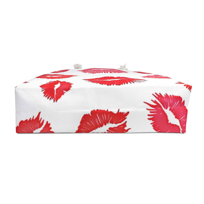 Sac de week-end avec motif de baisers au rouge à lèvres | Sac de voyage imprimé lèvres | Grand cabas