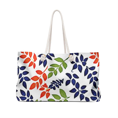 Sac de voyage à motif de feuilles colorées | Feuilles rouges, vertes, bleu marine, Grand sac cabas