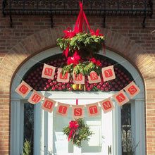 Merry Christmas Burlap Banner Garland, 14pc Sackcloth Flags Decoration