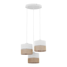 LINOBIANCO 3-Light Cluster Pendant with Linen & Jute Shades for Dining, Kitchen & Living  Room