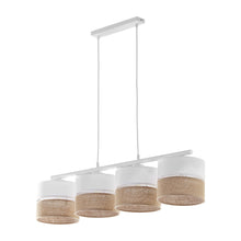 Linobianco 4-Light Linear Pendant with Linen & Jute Shades for Kitchen Island & Dining Table