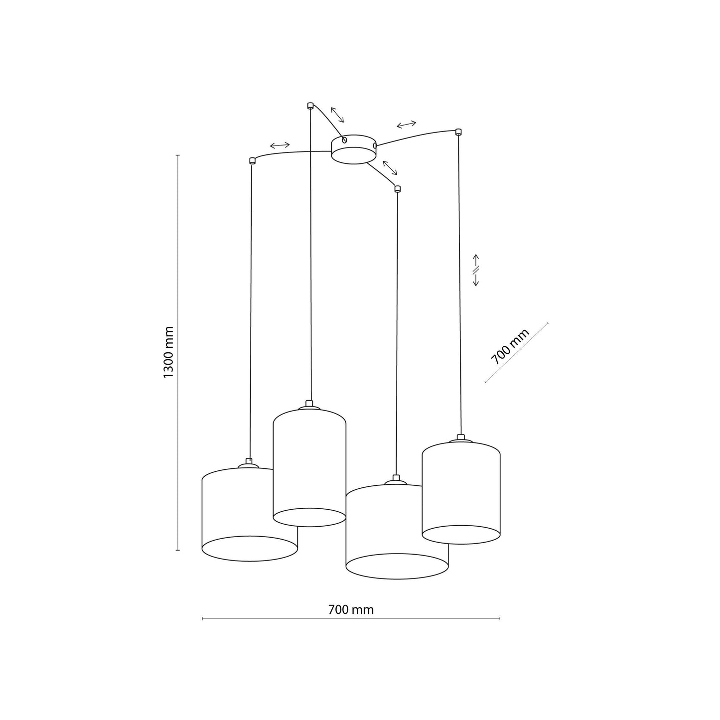 Suspension réglable JUTE à 4 lumières pour îlot de cuisine et table à manger