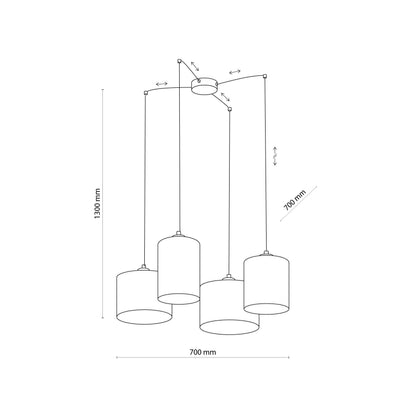 Suspension réglable JUTE à 4 lumières pour îlot de cuisine et table à manger