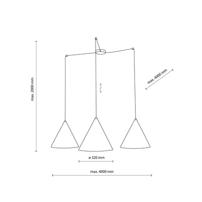 Suspension moderne CONO à 3 lampes pour îlot de cuisine, table de salle à manger et intérieurs contemporains