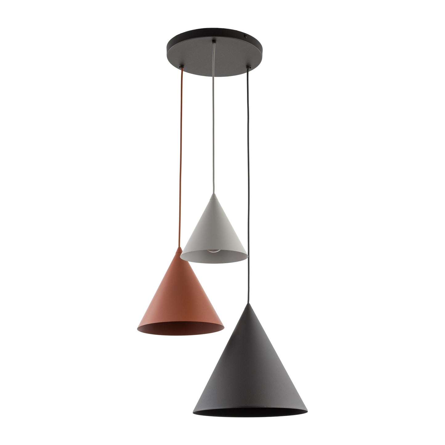 Suspension conique 3 lumières en acier CONO Mix pour îlot de cuisine et table à manger