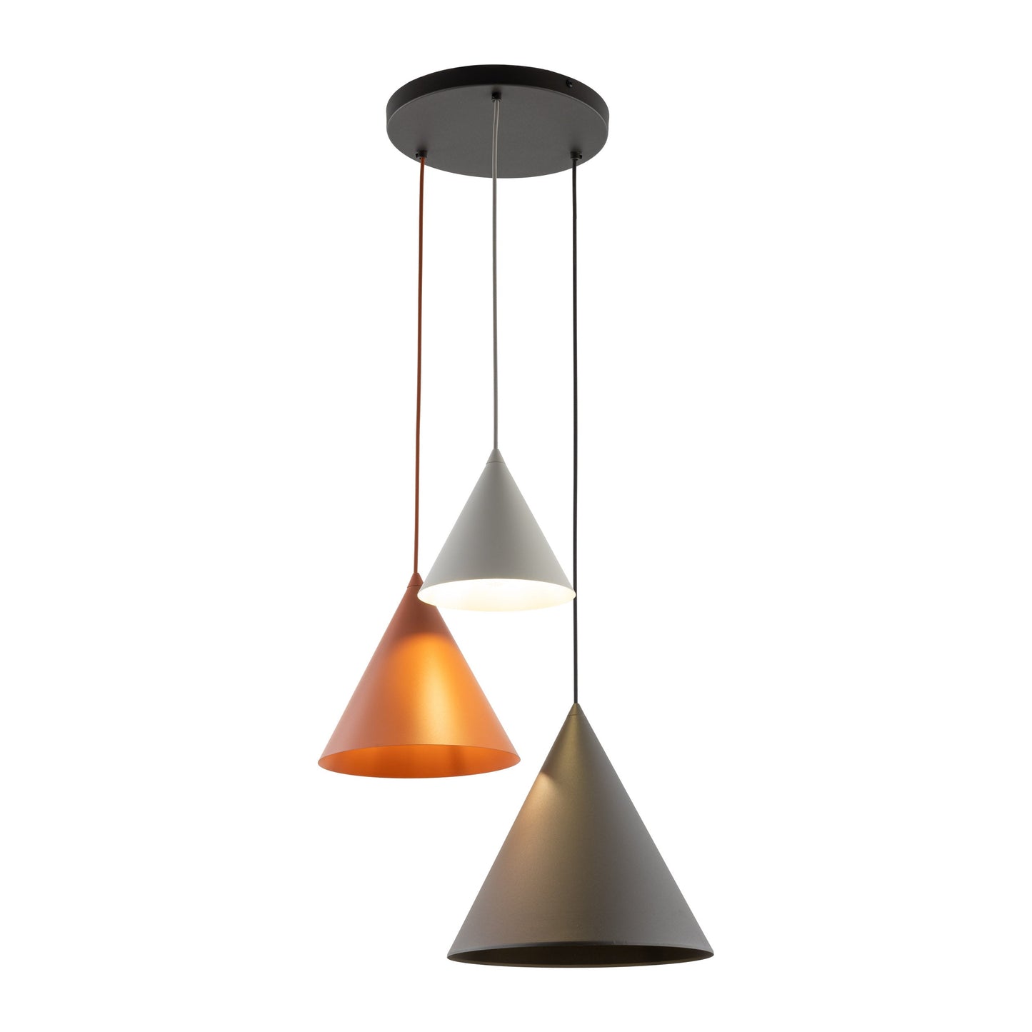 Suspension conique 3 lumières en acier CONO Mix pour îlot de cuisine et table à manger