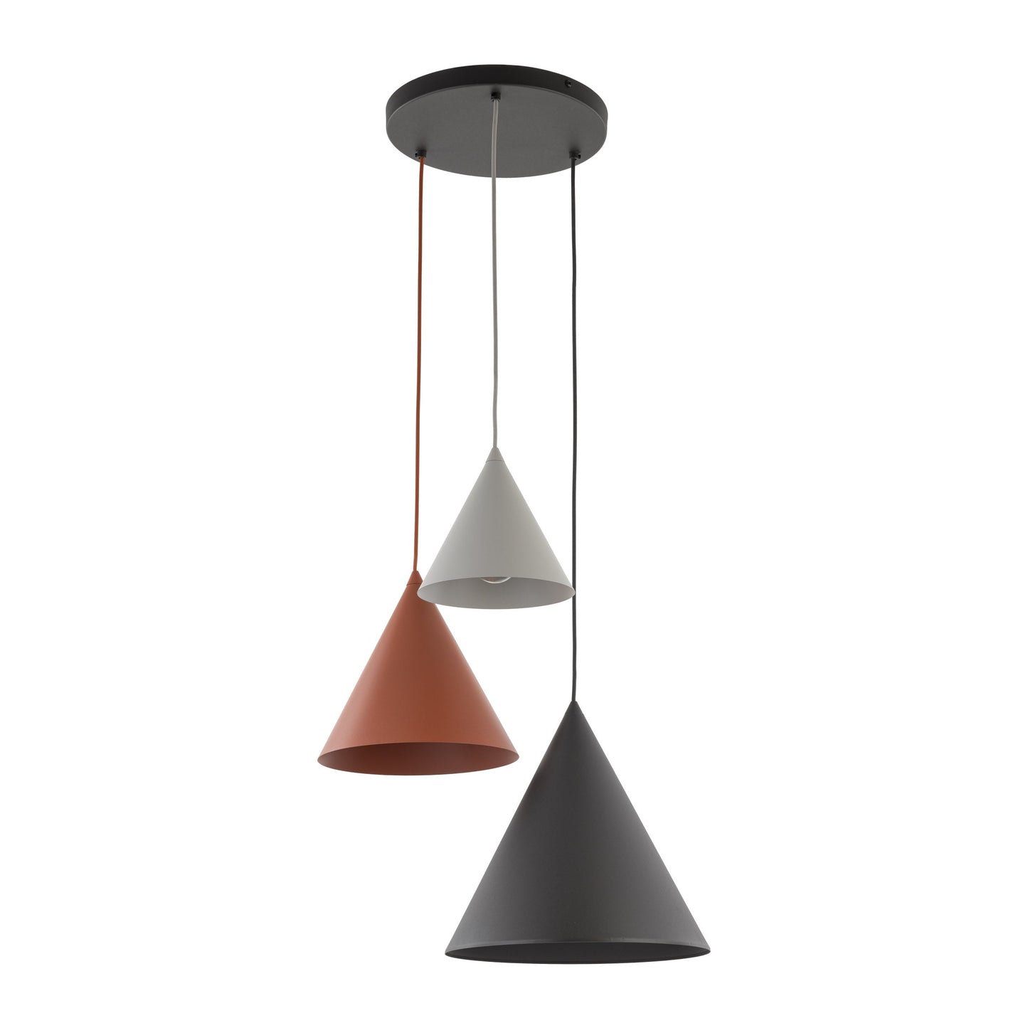 Suspension conique 3 lumières en acier CONO Mix pour îlot de cuisine et table à manger