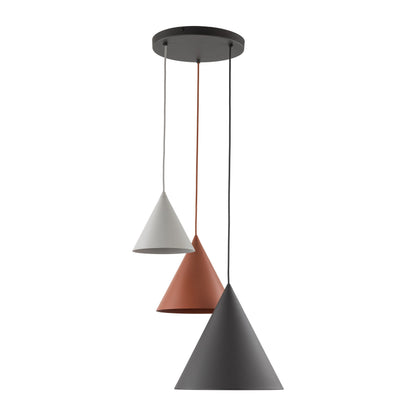 Suspension conique 3 lumières en acier CONO Mix pour îlot de cuisine et table à manger