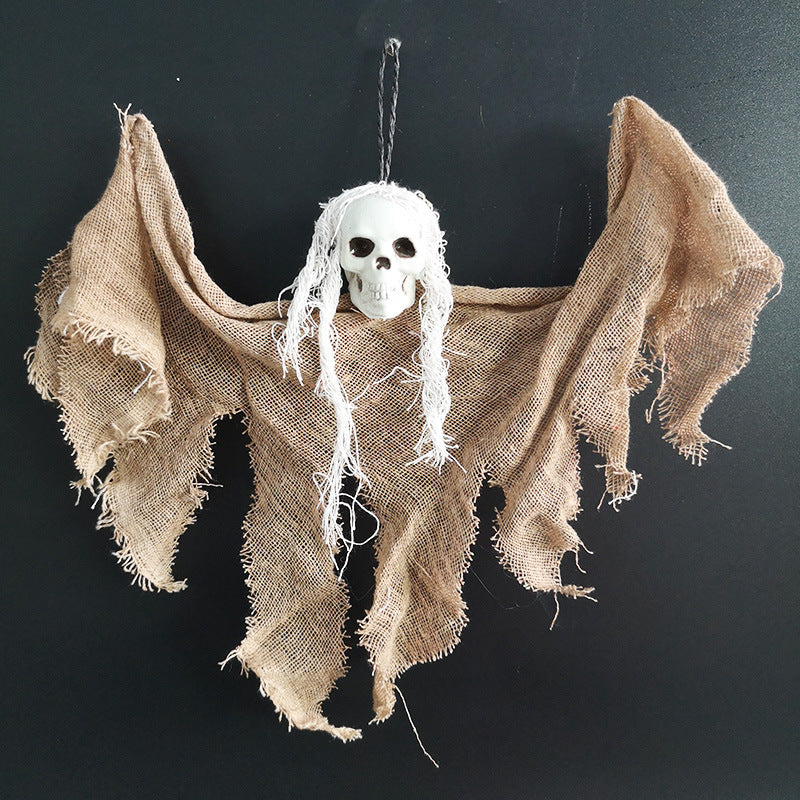 Décoration de crâne suspendu effrayant – Décoration de squelette fantôme d'Halloween pour intérieur et extérieur