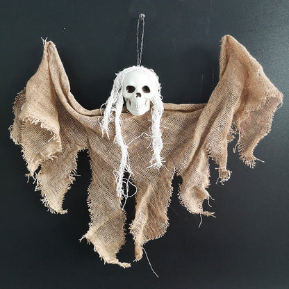 Décoration de crâne suspendu effrayant – Décoration de squelette fantôme d'Halloween pour intérieur et extérieur