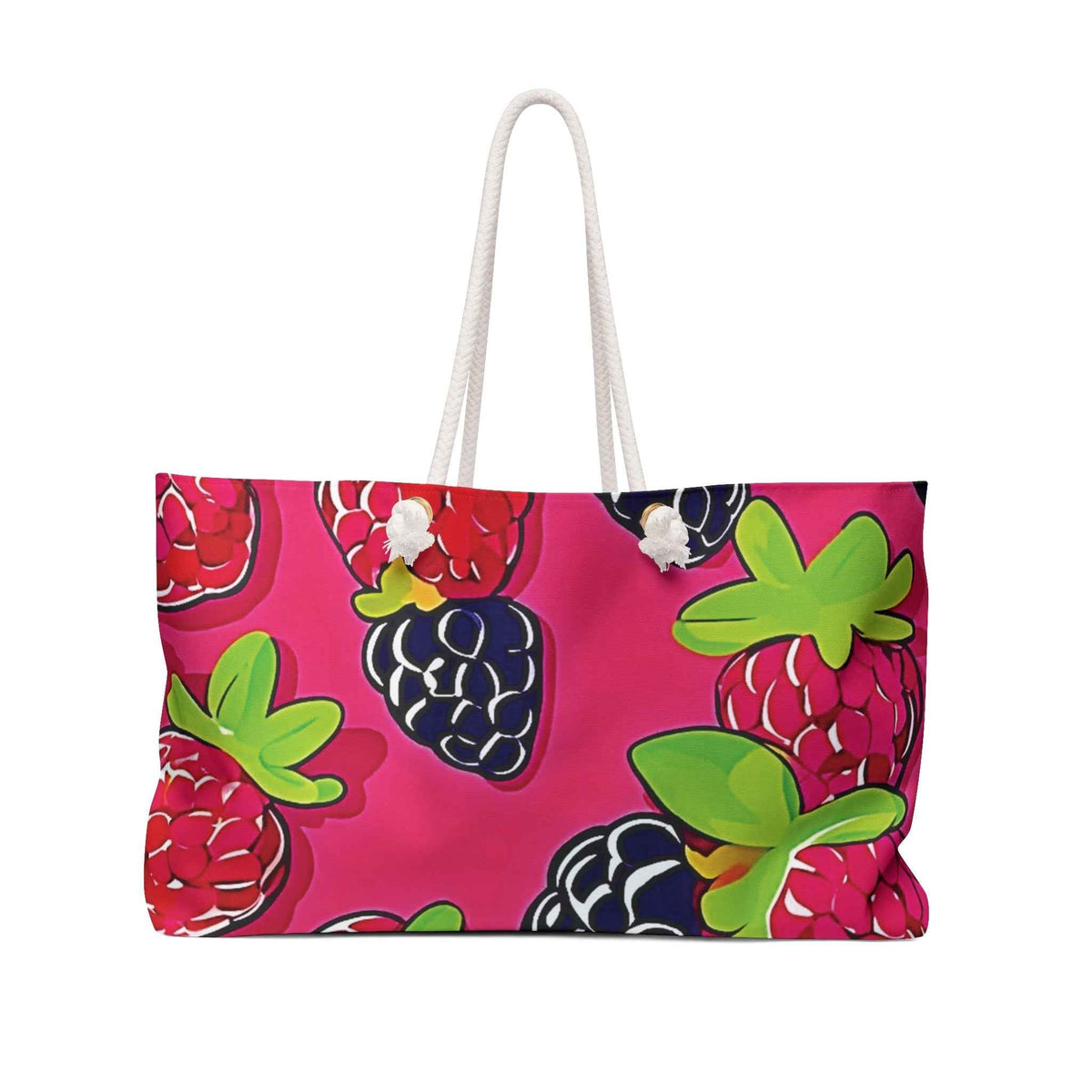 Sac de voyage à motif framboise mûre | Grand sac cabas rose vif