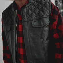 Gilet Open Road en cuir Upside pour hommes avec losanges cousus noirs