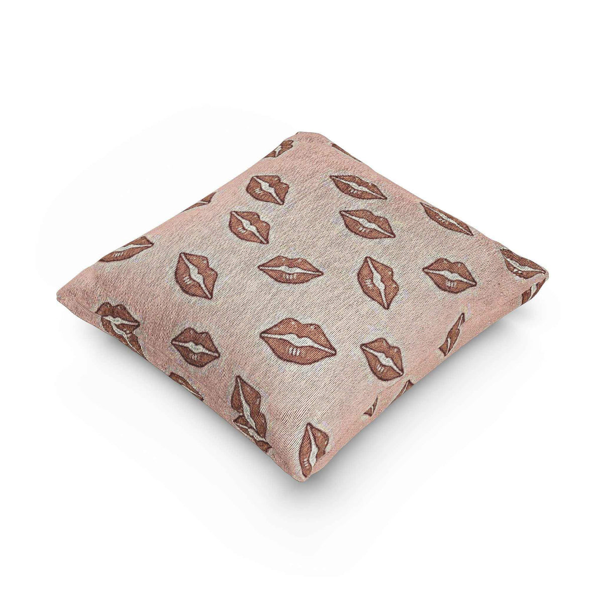 Coussin décoratif tissé motif bisou | Coussin décoratif imprimé lèvres
