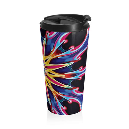 Tasse de voyage en acier inoxydable Mandala Kaléidoscope — Tumbler psychédélique coloré