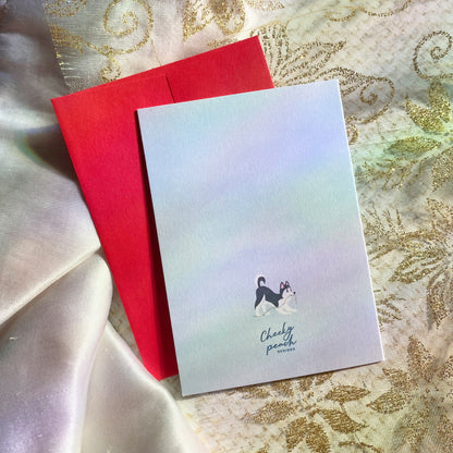 Husky Holidays Dog | Husky| Mini Greeting Card