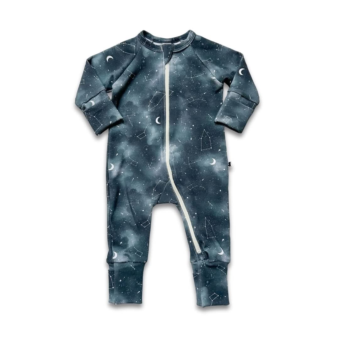 Bamboo Baby Zipper Footed Bodysuit | Night Sky
