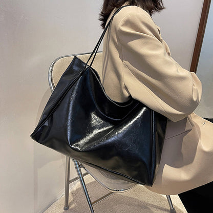 Vintage PU Leather Shoulder Bag for Women, Large Capacity Tote Handbag
