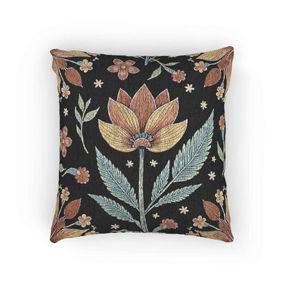 Oreiller tissé à tapisserie florale vintage | Oreiller décoratif botanique