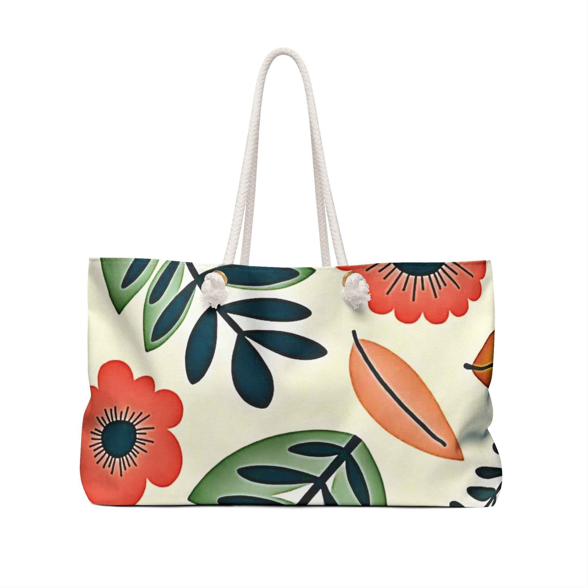 Sac de Voyage Grand Format à Motif Floral Botanique | Sac Fourre-tout Feuilles de Coquelicot | Mère Débordée | Sac de Plage et de Voyage pour Bébé