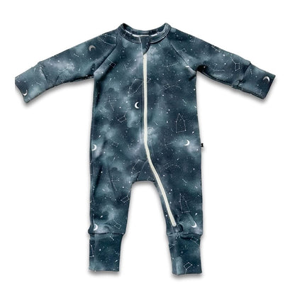 Bamboo Baby Zipper Footed Bodysuit | Outer Space