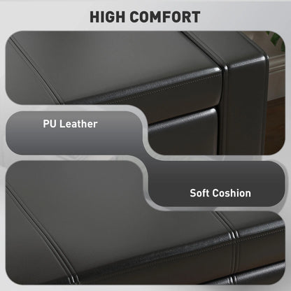 42-Inch Black Faux Leather Storage Ottoman Bench – Padded Footstool & Organizer Seat ( United States & Canada Delivery Only)