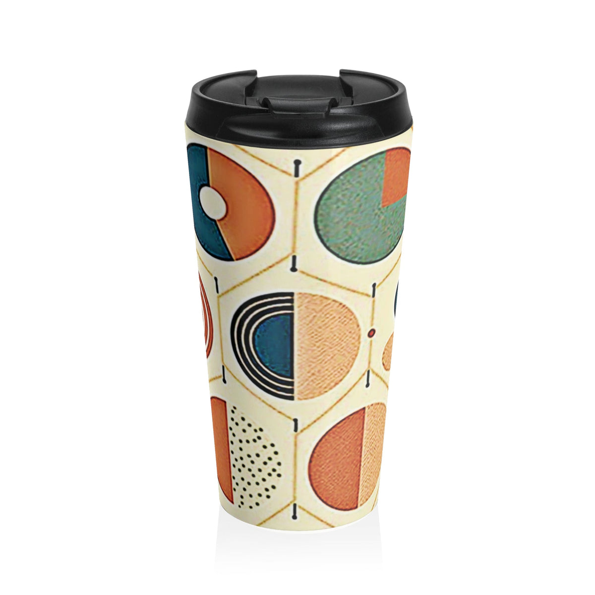 Mug de voyage à motif géométrique Mid-Century | Motif cercle rétro