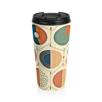 Mug de voyage à motif géométrique Mid-Century | Motif cercle rétro