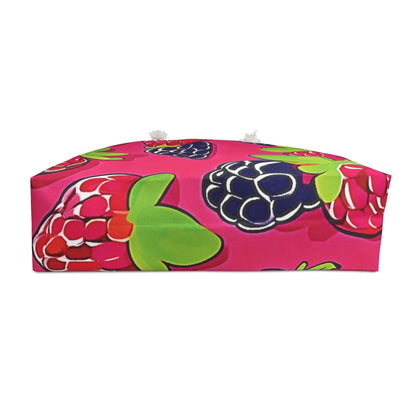 Sac de voyage à motif framboise mûre | Grand sac cabas rose vif