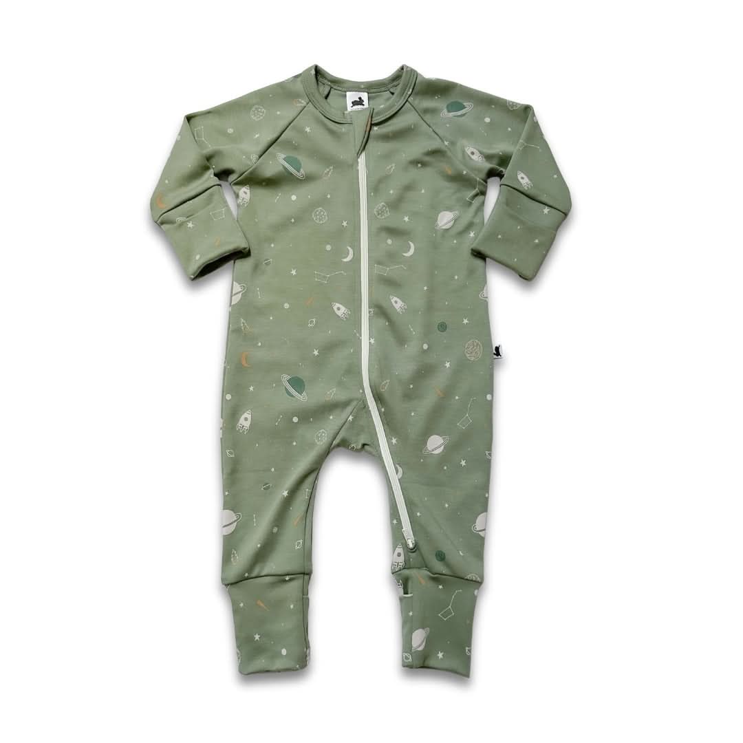 Bamboo Baby Zipper Footed Bodysuit | Night Sky