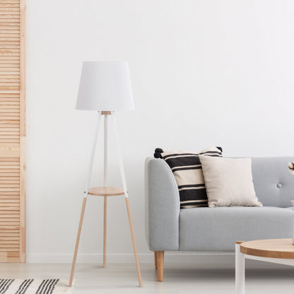 Lampadaire avec plateau VAIO blanc pour salon et chambre