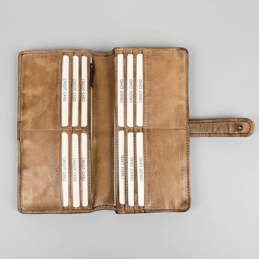 Portefeuille en cuir à bouton-pression MET pour femme