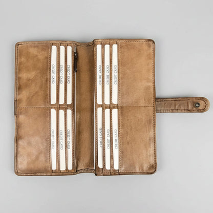 Portefeuille en cuir à bouton-pression MET pour femme