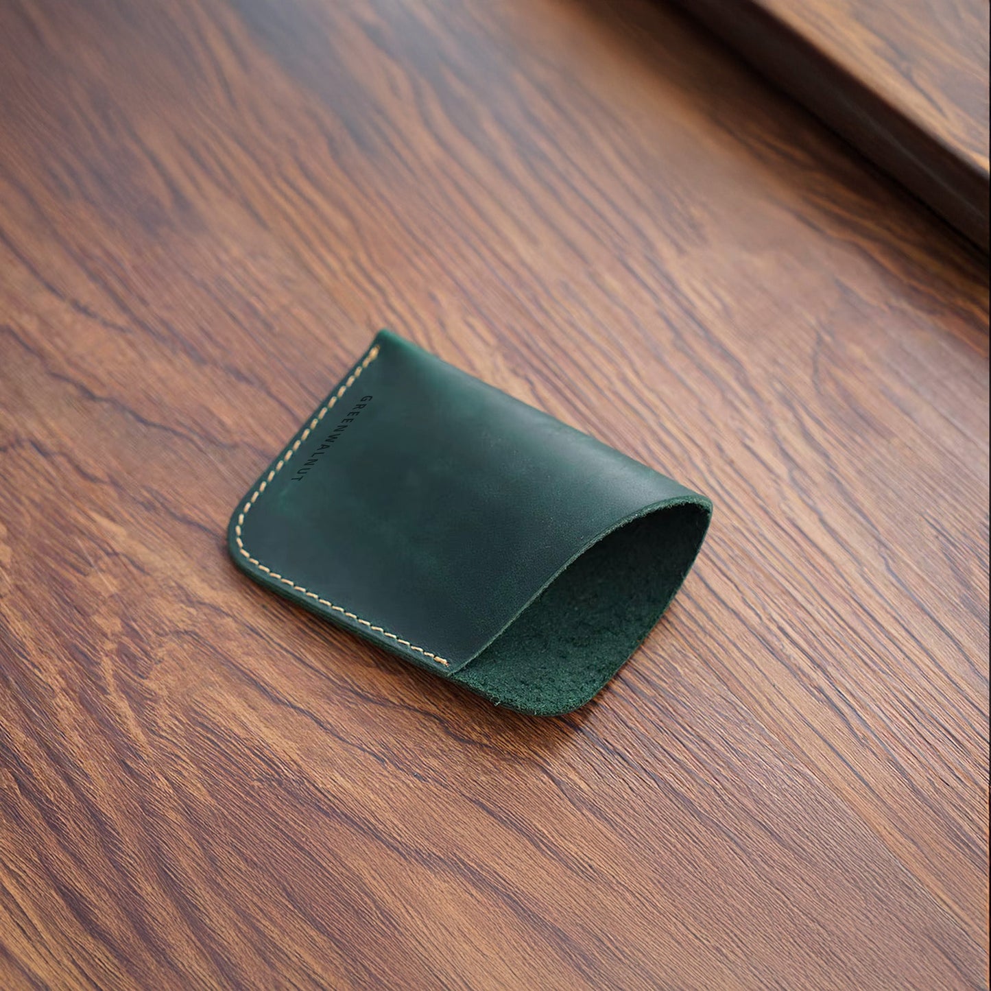 Porte-cartes minimaliste en cuir véritable | Portefeuille fin en cuir fait main