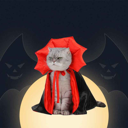 Costume d'Halloween pour chien et chat – Cape de roi vampire au motif noir effrayant