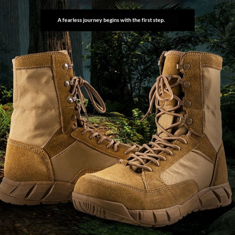 Bottes tactiques de combat pour hommes – Bottes de randonnée et de travail imperméables avec soutien de la cheville