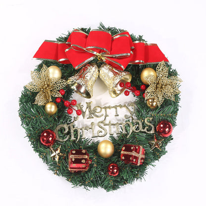 Wooden Christmas Garland Wreath Window Decoration – Red Berry Bowknot Holiday Decor, 30cm