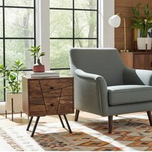 Table d'appoint style Mid-Century en bois D'Acacia avec 2 tiroirs