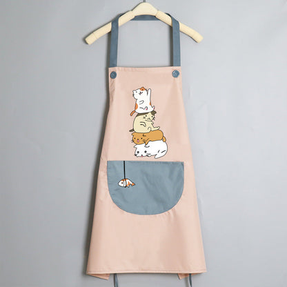 Tablier de cuisine coréen mignon pour femme adulte, résistant à l'eau et à l'huile.