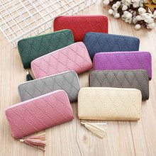 Portefeuille pochette en cuir pour femme – Élégant porte-monnaie zippé à pompon avec fentes pour cartes