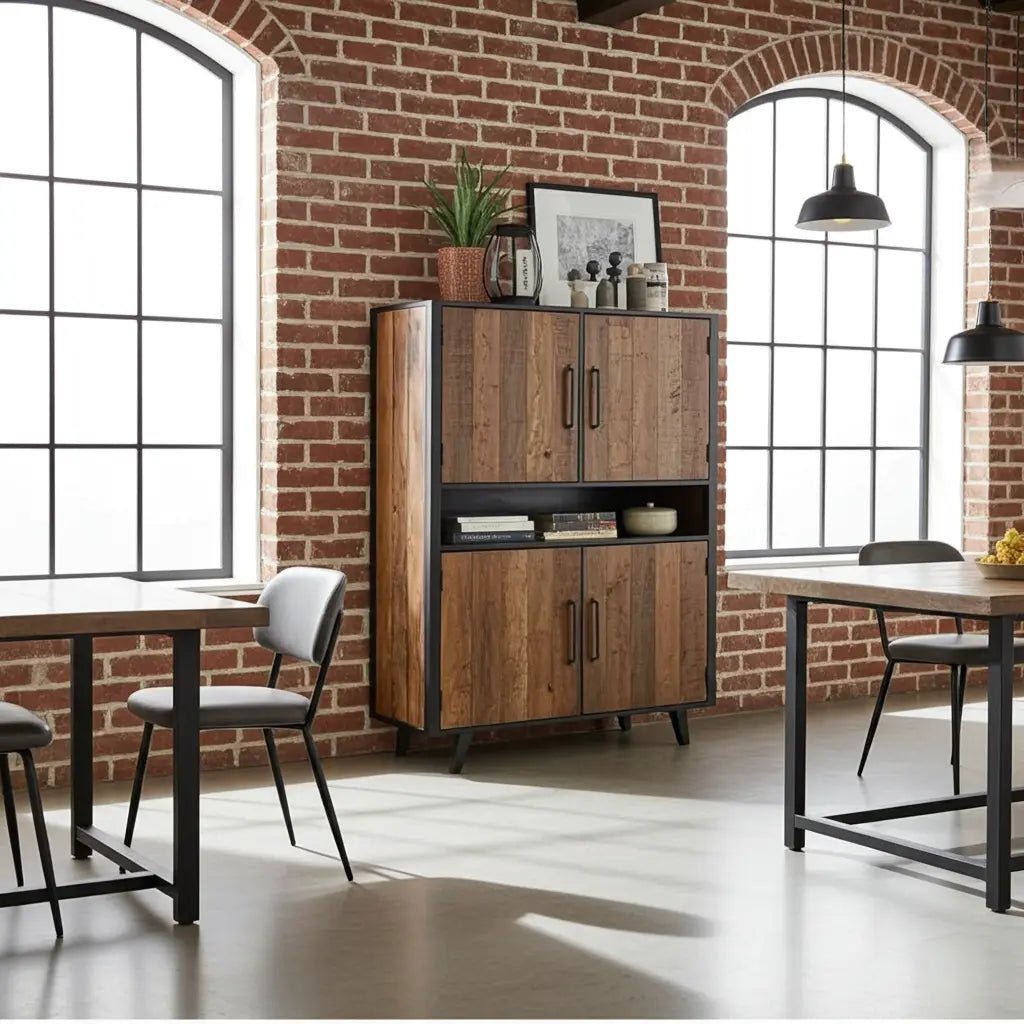 Meuble vaisselier de style scandinave en bois recyclé